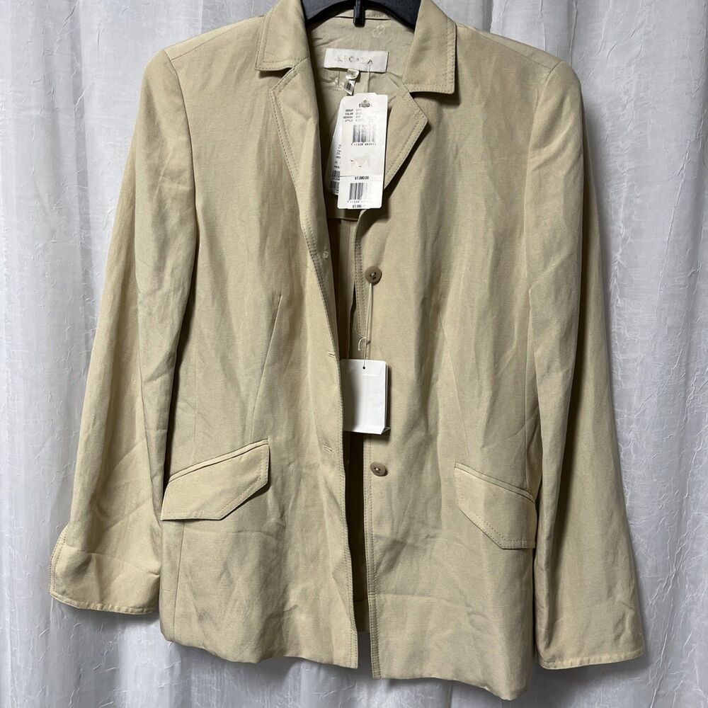 Escada Beige Linen & Silk Blazer Size 36 EURO/6 US NWT